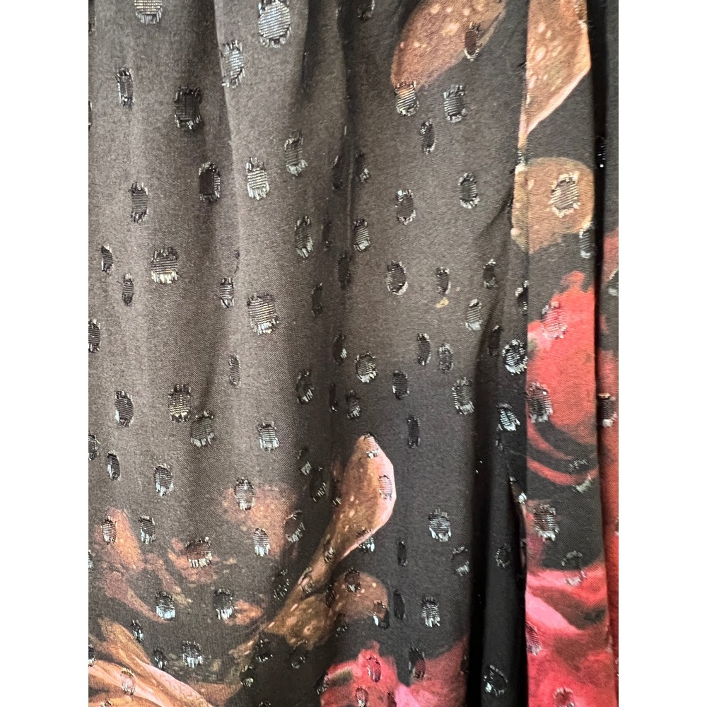 White House Black Market Floral Clip Dot Blouse Women L Black NWT Long Sleeve - Picture 5 of 9